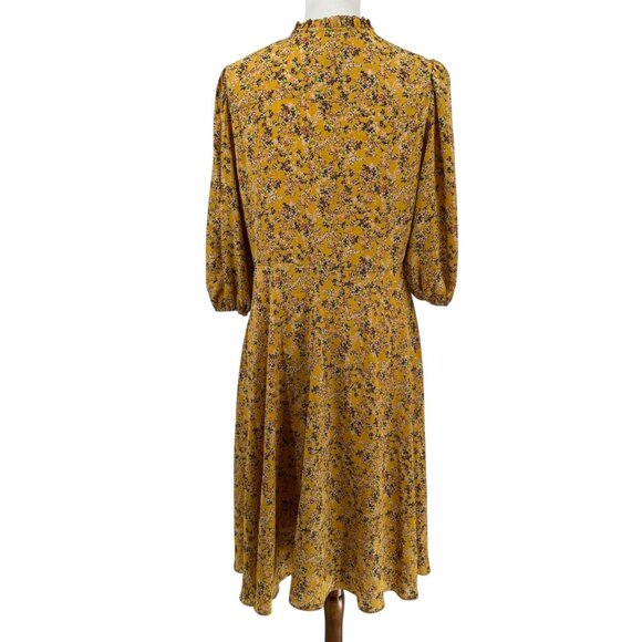 Nanette Lepore Womens Floral Yellow Dress Size 10, 3/4 Sleeve Made In China - Picture 2 of 12